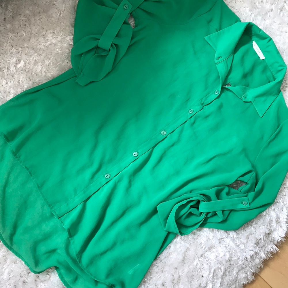 Green Blouse with Caged Back